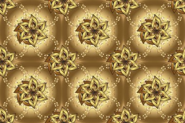 Raster geleneksel altın desen. Barok tarzında doğulu süsü. Arkaplanda bej ve kahverengi.