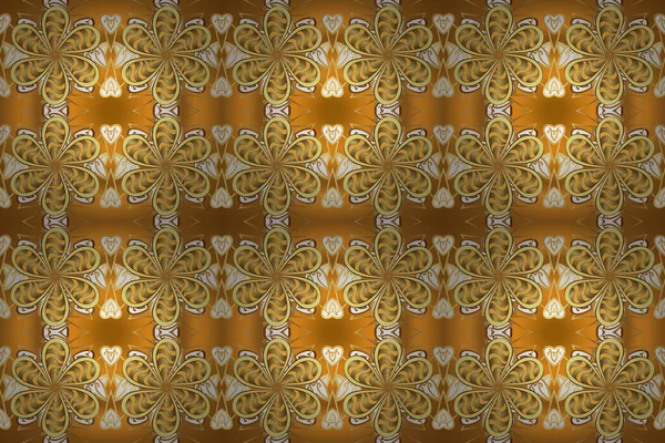 Mandala Abstrato Cores Marrom Amarelo Ilustração Raster — Fotografia de Stock