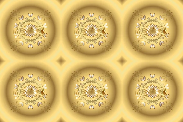 Padrão Ouro Raster Clássico Padrão Cores Bege Amarelo Com Elementos — Fotografia de Stock
