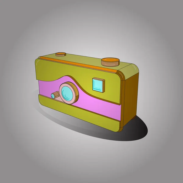 Axonometry Old Camera Retro Camera Style Colored Background Vector — Stock Vector