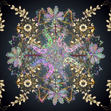 Eski model sanat tasarımı. Gri, siyah ve mavi renklerde Art Deco Deseni. Kusursuz. Ambalaj kağıtları ve duvar kağıtları için sevimli bir arkaplan, kumaş tasarımı, kağıt.