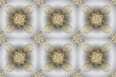 Kusursuz ortaçağ çiçek deseni. Doğum günü kartı, davetiye ya da afiş için iyidir. Raster illüstrasyonu. Gri ve kahverengi renklerde altın. Dekoratif simetri arabesk.