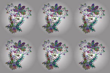 Şık kumaş deseni. Raster. Eski model. Çizimler mavi, beyaz ve yeşile boyanır.