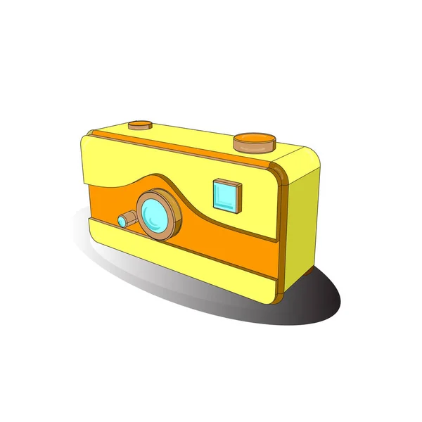 Vector Axonometria Câmera Digital Bolso Cheio Cores Cinza Branco Amarelo — Vetor de Stock