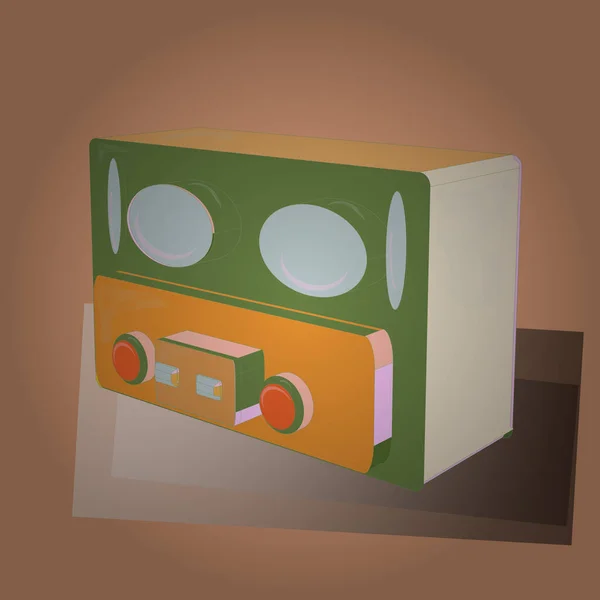 Tracery Beige Orange Green Colors 1950S Style Vector Illustration Radio — Stock Vector