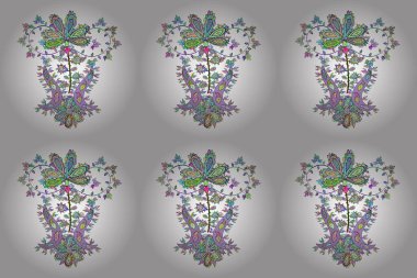 Düz elementler. Çizim kalıbı. Yumuşak kumaş deseni. Tasarım. Tarafsız, yeşil ve beyaz karalamalar. Raster..