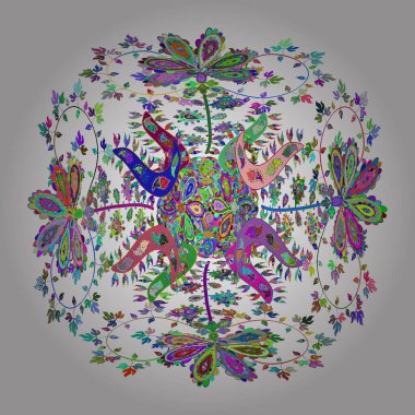 Tasarım ambalajı ve hediye kağıdı, tebrik kartları, afiş ve poster tasarımı. Varicoloblue, yeşil ve beyaz vektör pürüzsüz çizim.