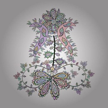 Karalamalar beyaz, gri ve renklere göre nötr. Şık kumaş deseni. Eski model. Vektör.