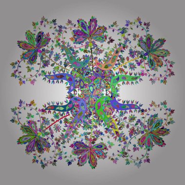 Vektör. Karalamalar mavi, yeşil ve beyaz renklerde. Modaya uygun kumaş deseni. Yazdır. Tasarım ambalajı ve hediye kağıdı, tebrik kartları, afiş ve poster tasarımı.