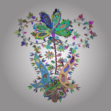 Kartlar, davetiyeler, tarih kartları ve daha fazlası için kullanılabilir. Taslak dekoratif arka plan. Vektör çizimi. Karalamalar. Beyaz, yeşil ve mavi renklerde.