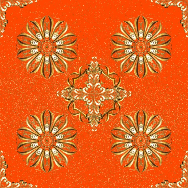 Dekor Auf Beigem Orangefarbenem Und Braunem Hintergrund Für Das Bekleidungsdesign — Stockvektor