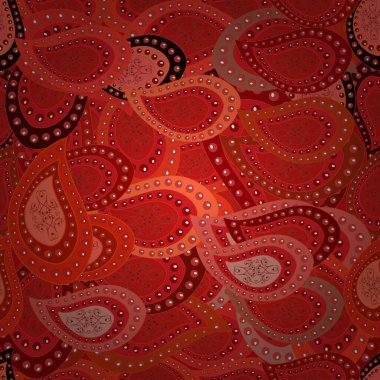 Yumuşak kumaş deseni. Kırmızı, pembe ve turuncu renkli karalamalar. Kusursuz bir iz. Vektör. Düz elementler. Tasarım.