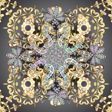 Vektör çizimi. Ultraviyole kumaş deseni. Soyut motif arkaplanı.