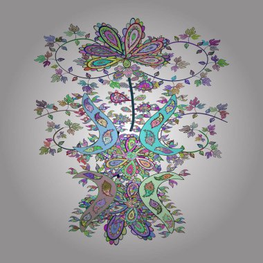 Vektör çizimi. Kusursuz Yazdır. Güzel kumaş deseni. Tasarım. Düz karalamalar. Renkler üzerinde elementler nötr, mavi ve beyaz.