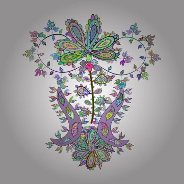 Vektör. Tarafsız, yeşil ve beyaz karalamalar. Düz elementler. Çizim kalıbı. Yumuşak kumaş deseni. Tasarım.