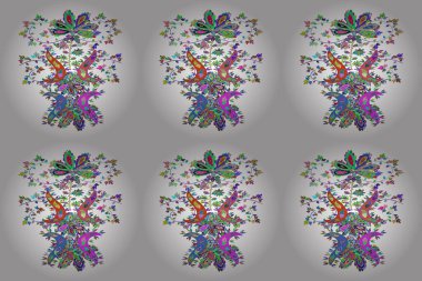 Karalama kalıbı. Raster illüstrasyonu. Yeşil, mavi ve beyaz renklerde. Kusursuz desen. Güzel kumaş deseni. Hoş bir arka plan. Duvar kağıtlarında, ambalaj kutularında, sabıka fotoğraflarında, bebek kıyafetlerinde falan kullanılabilir.