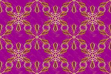 Orient raster klasik vintage modeli. Kahverengi, mor ve sarı renkli resimler. Şirin elementlerle kusursuz soyut bir arkaplan. Fantezi çizimi. Oryantal arkaplan.