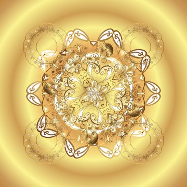 Geleneksel oryantasyon süsü. Bej ve sarı renklerdeki altın desenli altın elementler. Kusursuz klasik vektör altın deseni. Klasik vintage arkaplan.