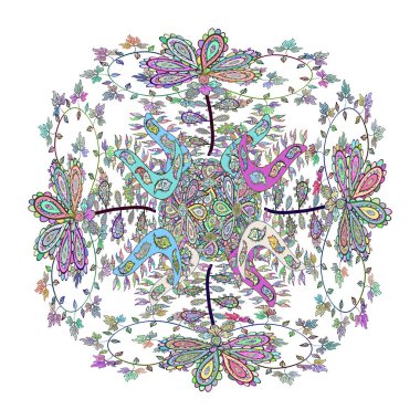 Vektör - stok. Modern stil dokusu. Skeç Nazik, nötr, mavi ve beyaz renklerde bahar.