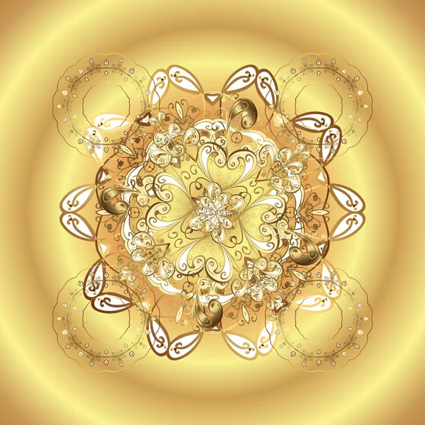 Ornement Orient Traditionnel Motif Doré Sur Les Couleurs Beige Jaune — Image vectorielle