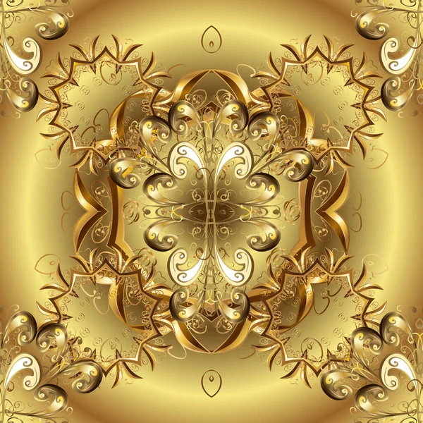 Традиційний Вектор Золотий Візерунок Дамаський Безшовний Орнамент Класичний Східний Візерунок — стоковий вектор