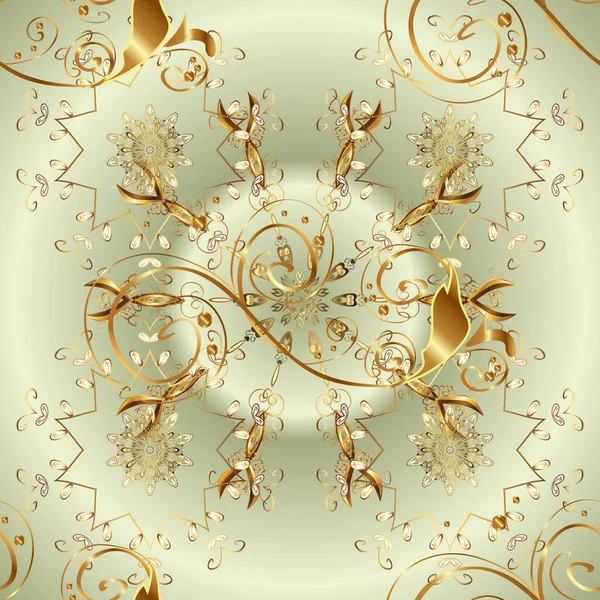 Vector vintage barok çiçeksiz altın desenli. Lüks, kraliyet ve Viktorya dönemi konsepti. Altından elementlerle bej ve nötr renklerde altın desen. Süsleme.