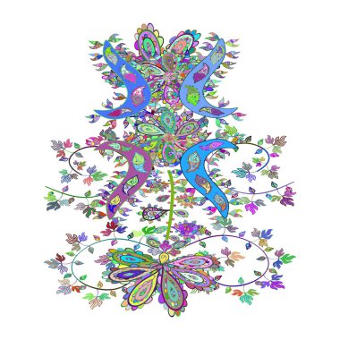 Kusursuz güzel kumaş deseni. Karalamalar beyaz, yeşil ve mavi renklerde. Vektör.