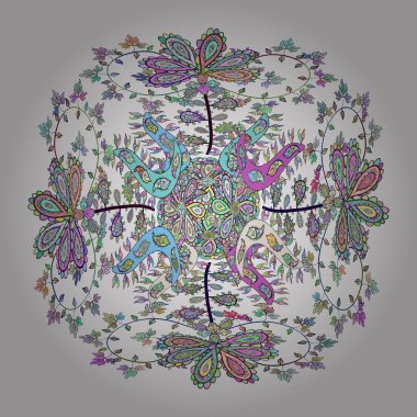 Modaya uygun kumaş deseni. Tasarım ambalajı ve hediye kağıdı, tebrik kartları, afiş ve poster tasarımı. Yazdır. Vektör. Tarafsız, mavi ve beyaz karalamalar.