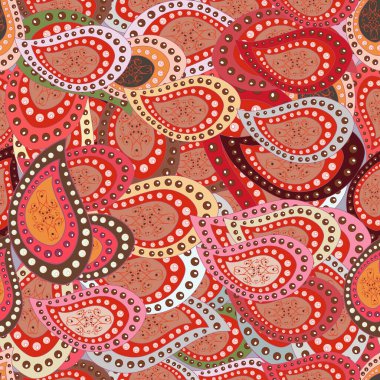 Güzel geçmiş. Vektör - stok. Kusursuz güzel kumaş deseni. Şirin desenler çiziyor. Pembe, kırmızı ve turuncu renkler.