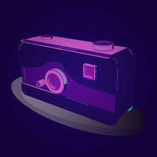 Axonometria Desenho Cores Violeta Azul Neutro Câmera Fotográfica Desenho Desenhado — Vetor de Stock