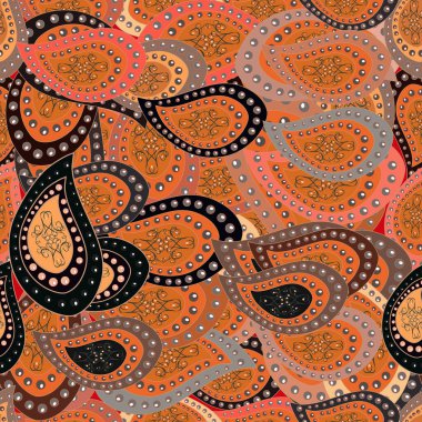 Kusursuz desen soyut, güzel bir arkaplan. Ambalaj kağıdı için karalama kalıbı. Gri, kahverengi ve turuncu renkli. Vektör illüstrasyonu.