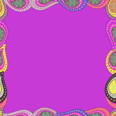 Kusursuz. Dekorasyon modeli. Menekşe, morumsu ve gri renkli çizimler. Vektör çizimi. Sınır tasarımı, karalama sanatının bir örneğidir. Dekoratif vintage çerçeveler ve sınırlar.