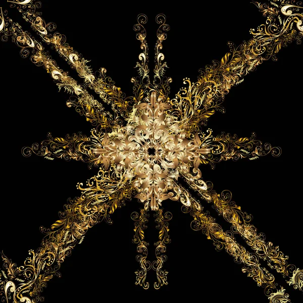 Bezešvé Královské Luxusní Zlaté Barokní Damaškové Víno Vektor Bezešvé Vzor — Stockový vektor