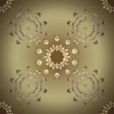 Retro tekstil koleksiyonu. Bej ve nötr renkte elementler. Geometrik motifli basit, pürüzsüz bir Noel deseni. Farklı süslemeli kar taneleri. Vektör illüstrasyonu.