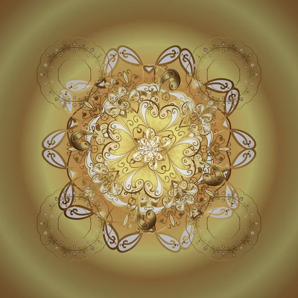 Векторний Золотий Мінді Безшовний Візерунок Декоративні Квіткові Елементи Татуюванням Хну — стоковий вектор