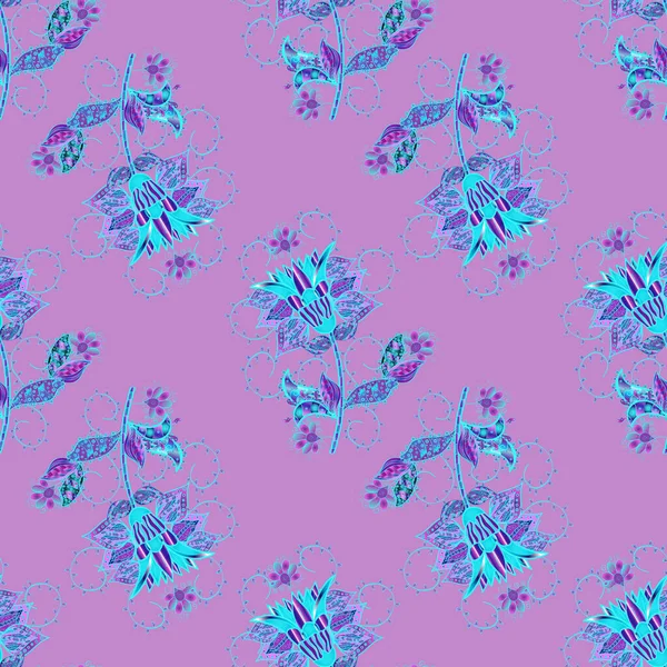 Illustration Vectorielle Magnifique Motif Tissu Fleurs Branches Caniche Herbes Fleurs — Image vectorielle