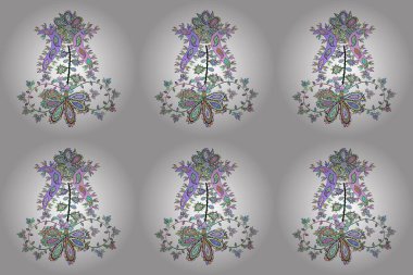 Şirin kumaş deseni. Raster tasarımı. Soyut karalama kalıpları. - Stok. Kalıp yeşil, beyaz ve renklerde nötr. Sabıka baskıları, bebek kıyafetleri, duvar kâğıtları, paket kutuları vb..