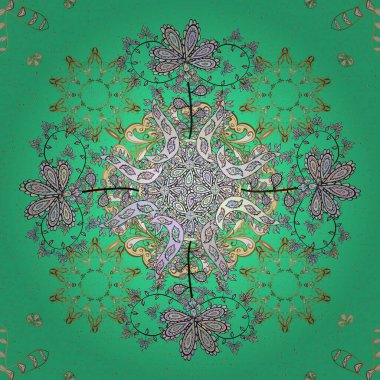 Arkaplan dokusu, duvar kağıdı, gri, nötr ve yeşil renkli tema. Soyut etnik vektör kusursuz desen. Kabile sanat baskısı, klasik arka plan..