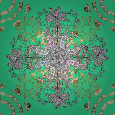 Etnik Mandala havlusu. Kusursuz süs izi. Tebrik kartı geçmişi, boyama kitabı, arkaplan ve tekstil için kullanılabilir. Sınır Kızılderili şal desenli patten. Vektör Henna biçimi.