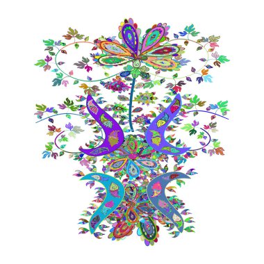 Moda baskısı, hatıra defteri, ambalaj kağıdı ve çizim için kusursuz desenli zarif dekoratif süs. Yeşil, beyaz ve mavi renkli Vektör resimleriName.