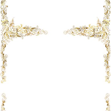 Vektör altın desen. Kusursuz kıvırcık saçlar. Doğulu stil, altın elementlerle beyaz ve kahverengi renklerde altın desenli arabesk yapar.