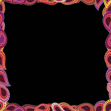 Vektör. Kusursuz. Elle çizilmiş karalama çerçeveleri. Davetiye, broşür, poster simgeleri. Siyah, kırmızı ve kahverengi renkli resim.