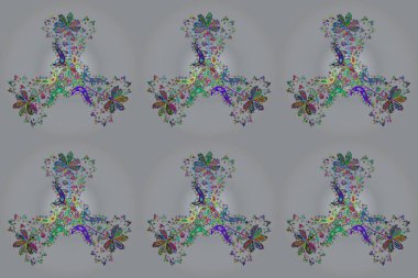 Raster illüstrasyonu. Renkli desen. Gri, yeşil ve nötr arkaplan üzerine soyut karalamalar ile kusursuz düz tasarım.