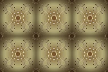 Raster illüstrasyonu. Geometrik motifli basit, pürüzsüz bir Noel deseni. Farklı süslemeli kar taneleri. Bej ve nötr renkte elementler. Retro tekstil koleksiyonu.