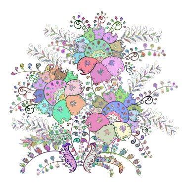 Küçük çiçekte sevimli bir şekil. Moda baskıları için zarif bir şablon. Küçük renkli çiçekler. Çiçekli bahar çiçekleri. Motley illüstrasyonu.