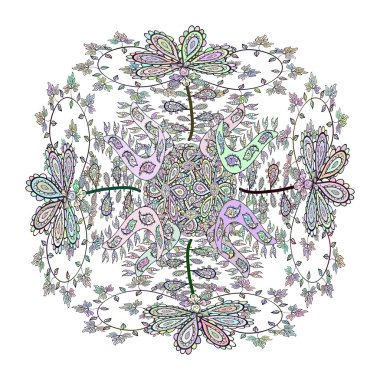 Çizim kalıbı. Modaya uygun kumaş deseni. Renklere beyaz, nötr ve gri çizer. Vektör.