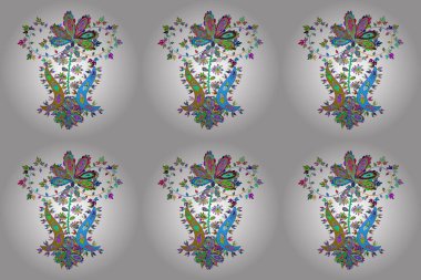 Raster - stok. Şirin desenler çiziyor. Beyaz, yeşil ve mavi renkte. Güzel geçmiş. Çizim Güzel kumaş deseni.