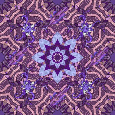 Mor, mor ve pembe renkli çiçekler suluboya tarzında. Mor, mor ve pembe renklerde çiçeklerle kusursuz çiçek deseni.