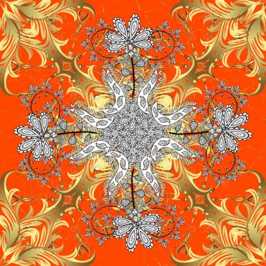 Karalama, çizim, beyaz ve turuncu renkleri karala. Kusursuz. Viktoryen girdap süsleri Vektör çizimleri. Kıvrım çizgisi sembolleri büyütüyor. Dekoratif vintage ögeleri kaydır.