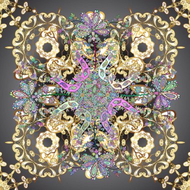 Sketch 'ler için güzel bir model. Barok tarzında kusursuz desen. Vektör. Rococo tarzında zarif, zarif bir süs. Bej, kahverengi ve gri renkli desenler. Eski renkli desenler.